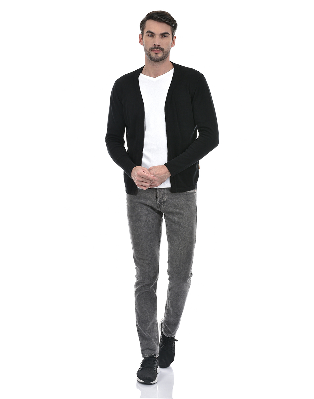 Numero Uno Men Solid Black Shrug